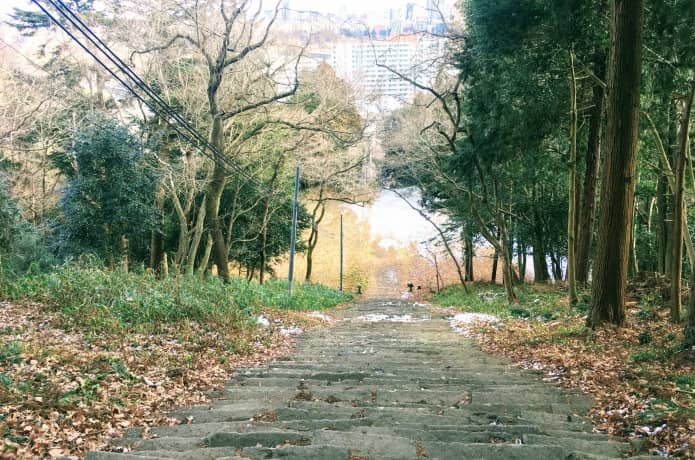 亀岡八幡宮　石段➂からの景色